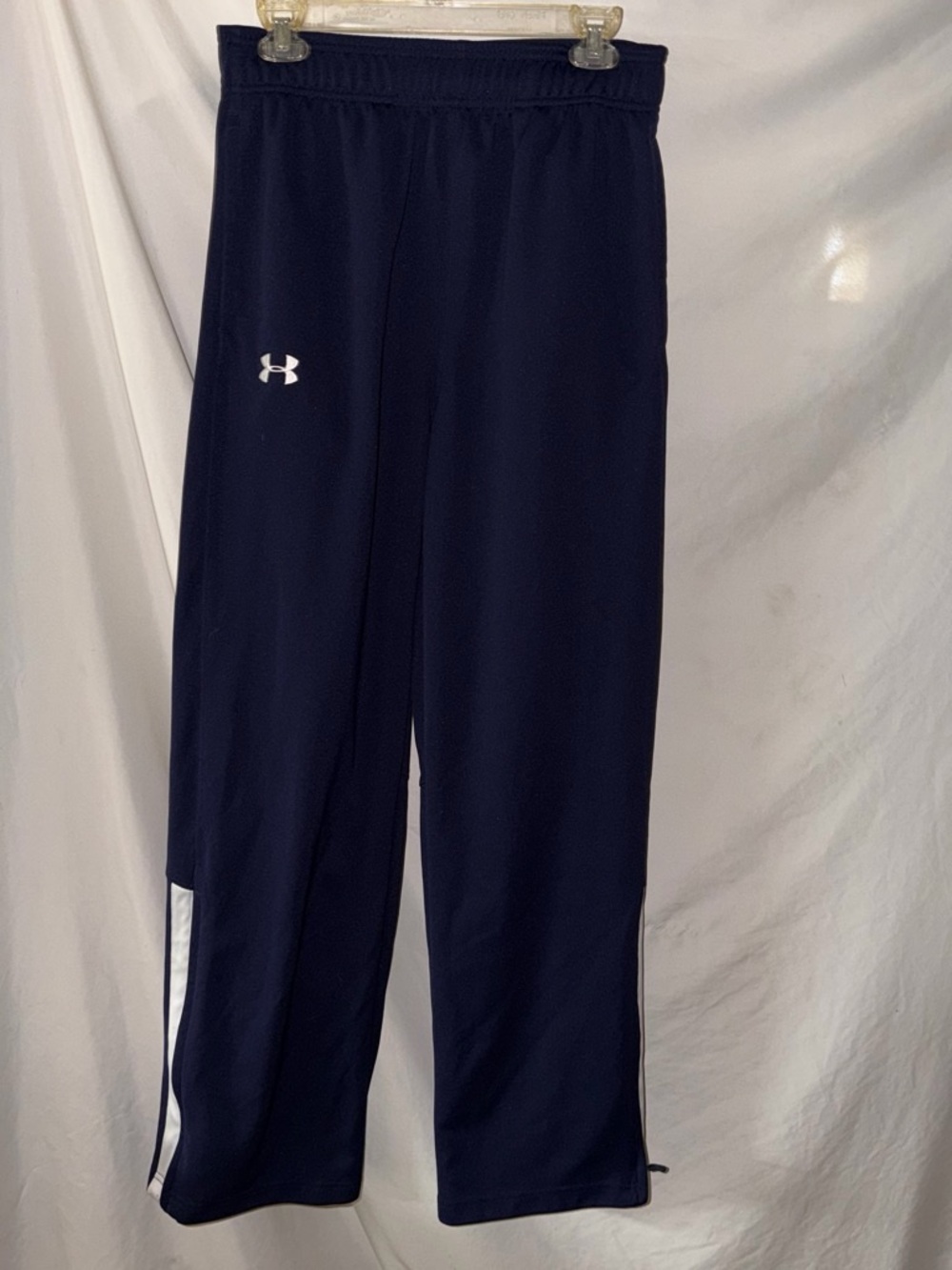 Under Armour Navy Track Pants with White Side Panels